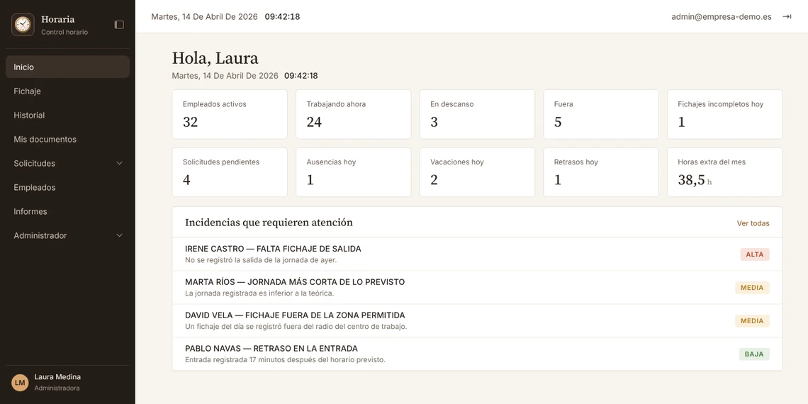 Captura de Control horario y RRHH